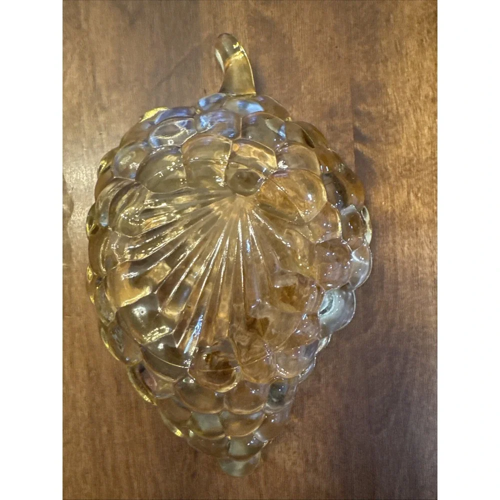 Vintage1950s Anchor‎ Hocking Amber Bubble Glass Leaf Mini Dish Set 4.5